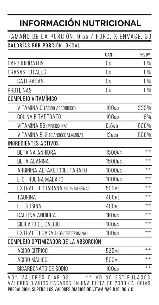 Pre Entreno Pump V8 Star Nutrition 285 Grs