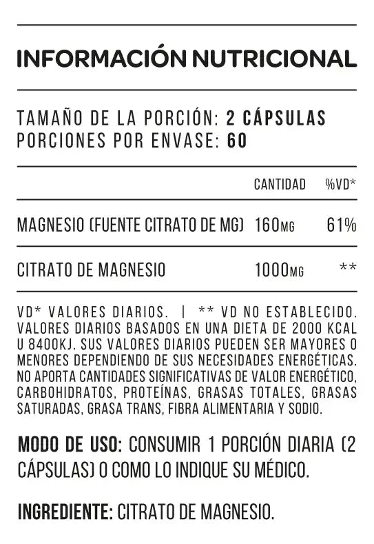 Citrato de Magnesio Star Nutrition 60 Caps