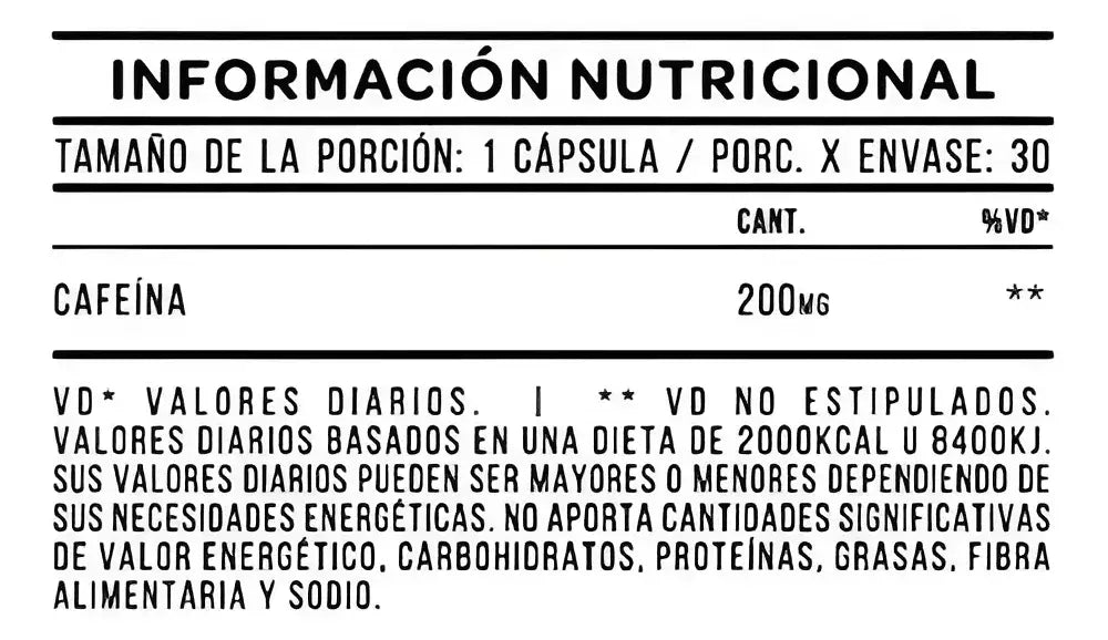 Cápsulas de Cafeína Star Nutrition 30 Caps