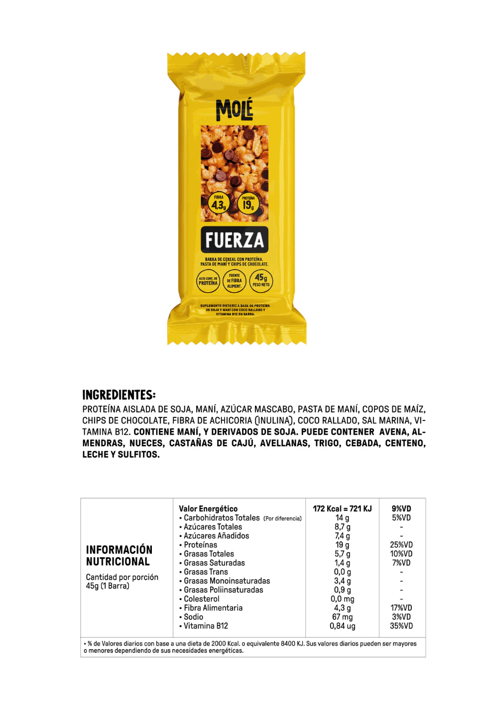 Barritas Proteicas Molé 45 grs X 12 U