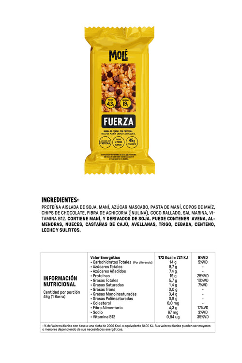Barritas Proteicas Molé 45 grs X 12 U