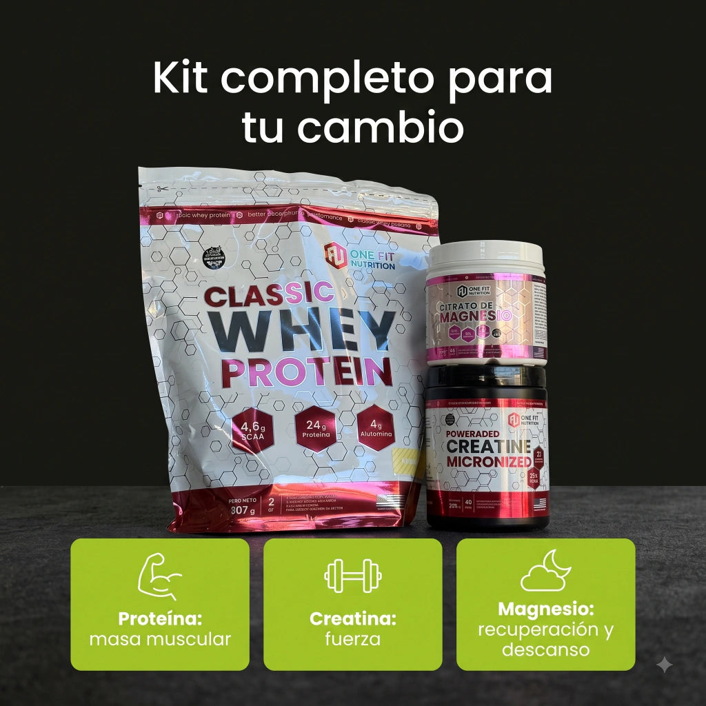 Combo 1 Whey Protein 2 lb - 1 Creatina 200 Grs - 1 Citrato de magnesio 150 Grs One Fit