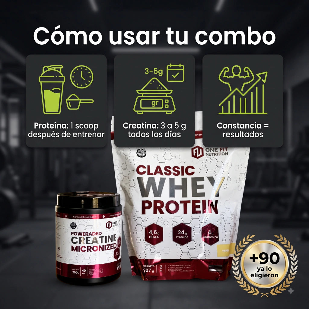 Combo Proteína 908 grs y Creatina 200 Grs One Fit