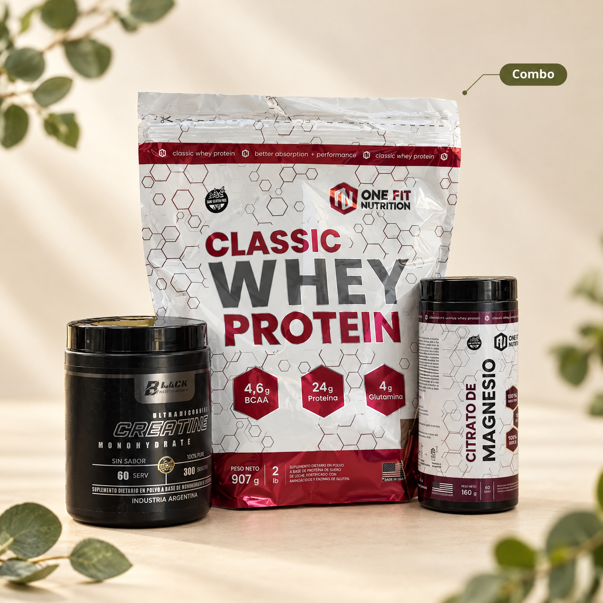 Combo Proteina One Fit 2Lb + Creatina Black - packshot