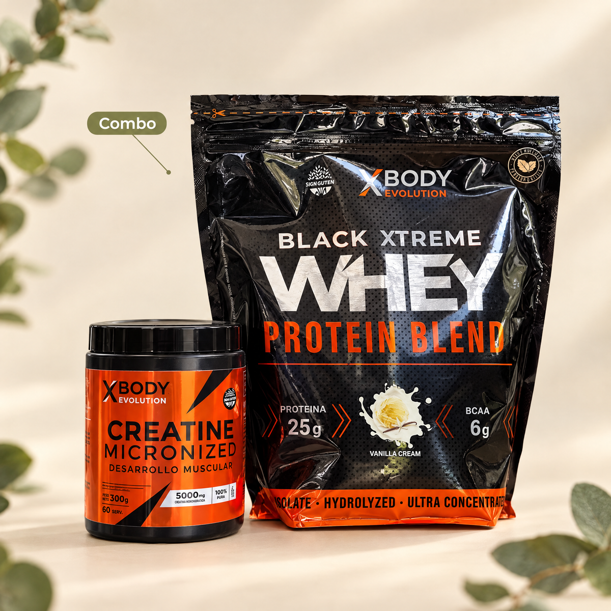 Combo Proteina 908 + Creatina 300 X-Body - packshot
