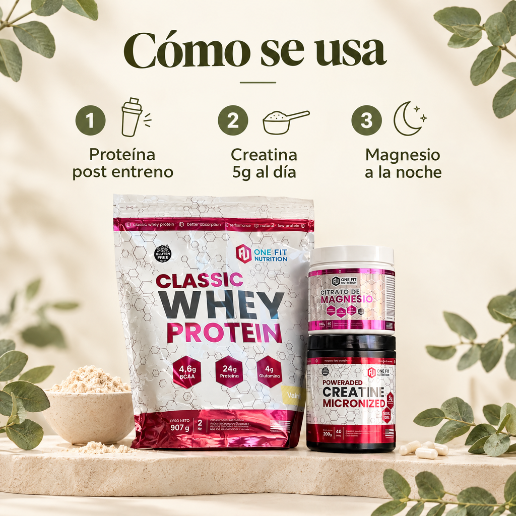 Combo Whey + Creatina + Magnesio - como se usa